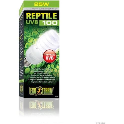 Ampoule fluocompacte UVB pour terrarium EXO TERRA Reptile UVB 100 Climat tropical et su