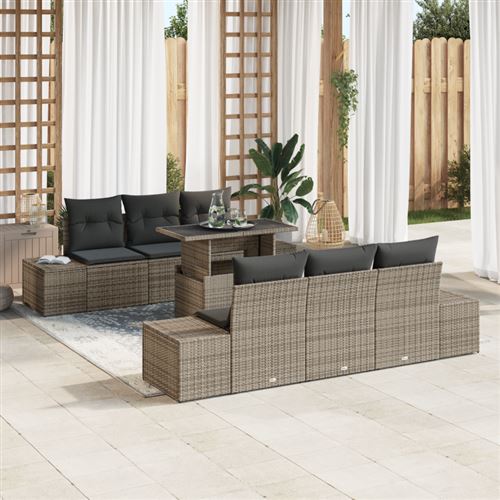 Vidaxl - Set Divano Da Giardino Manuale 7 Pcs Grigio 100 X 55 X 73 Cm