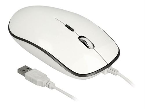 Delock Blanc - Souris - Droitiers Et Gauchers - Optique - 4 Boutons - Filaire - Usb - Anthracite, Brillant - Pour La Vente Au Détail - Image 2