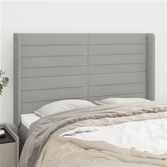 vidaXL Tête de lit avec oreilles Gris clair 147x16x118/128 cm Tissu3119718 - 1