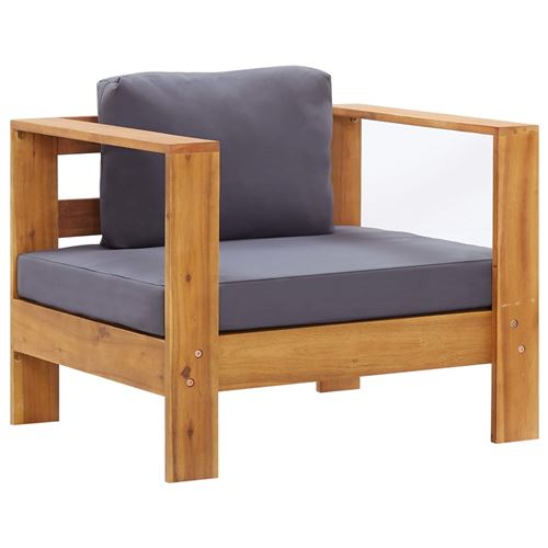 VidaXL Chaise de Jardin avec Coussin Gris fonc&eacute; Bois d'acacia Solide
