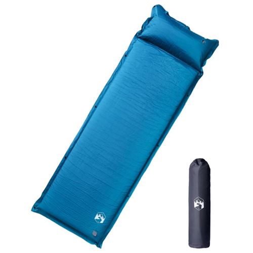 Matelas de camping autogonflant oreiller 1 personne turquoise