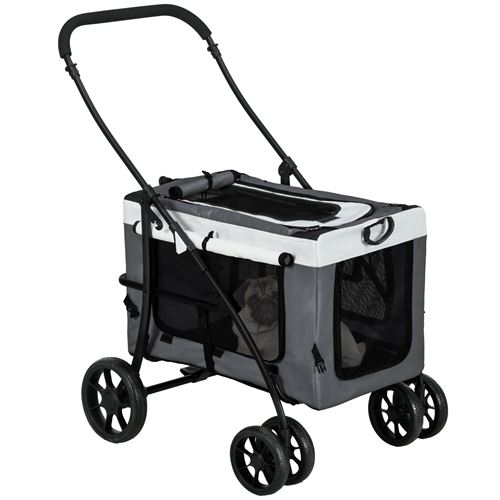 Non Communiqué Gris Poussette Pliable Animaux Chien Chat Nacelle Amovible 4 Roues