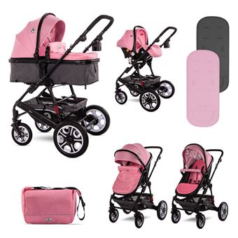 Poussette 3 En 1 Canne Pliable - Avec Siège Auto, Cadre Aluminium, Pour Nouveau-né Et Enfant