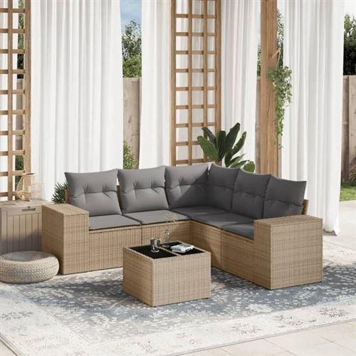 Non Communiqué Beige Salon De Jardin Modulable Vidaxl Rotin 6 Pieces X 83 X 69
