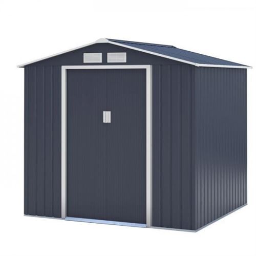 Abri de jardin en m&eacute;tal 4 07 m&sup2; 213 191 195 cm Kit d ancrage inclus Gris