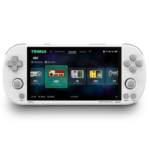 Console de jeu SZSMART Trimui Smart Pro 4,96 pouces, système open source, 256 Go (16 000 Go) - Blanc