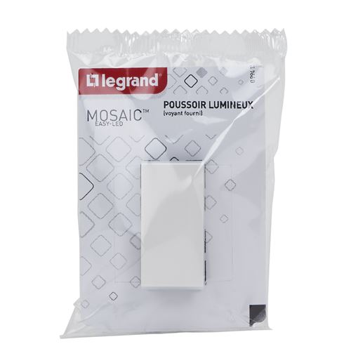 Legrand - Bouton poussoir voyant Easy-Led 6A 1 module à composer - Mosaic - blanc