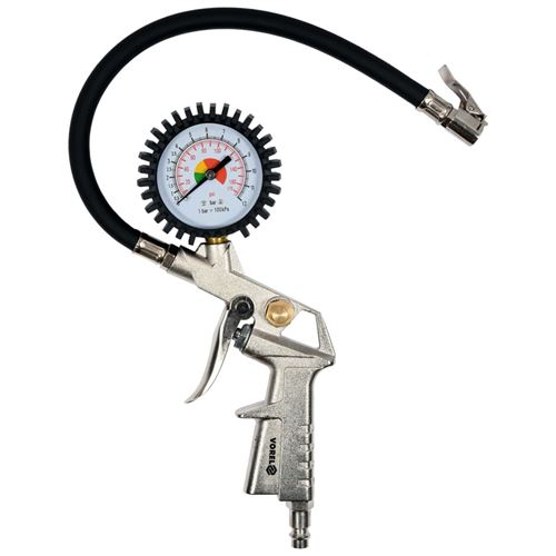 Non Communiqué Vorel Pistolet De Gonflage Avec Manomètre