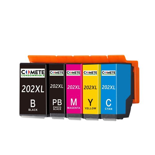 COMETE 202XL Multipack Cartouches d’encre Compatible Epson 202 XL pour Imprimantes Epson Expression Premium XP-6000 XP-6100 ( CMJN + Noir photo )