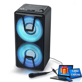 Enceinte autonome à LED Party box portable avec lecteur CD avec Micro - BT CD AUX USB - 150W avec Câble PC ORDI Smartphone Soirée Fête - 1