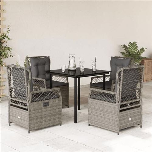 Vidaxl Gris/Clair Ensemble À Manger Jardin 5 Pcs - Image 2