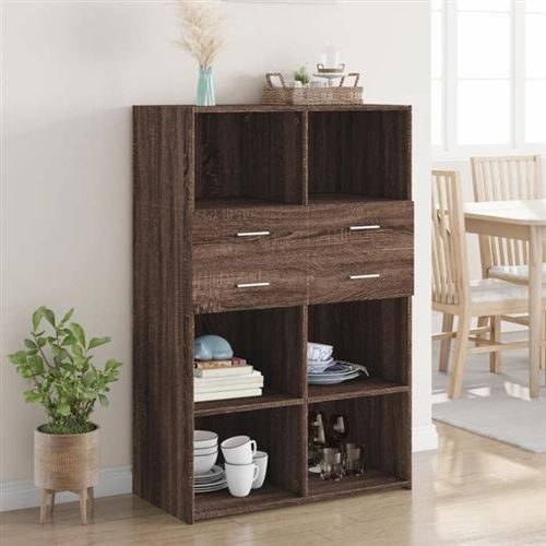 Non Communiqué Marron Vidaxl Buffet Haut Chêne 80X42,5X124 Cm Bois D'ingénierie, Buffet, Armoire De Rangement, Panneau Latéral, Armoire, 3281391