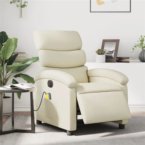 Vidaxl Fauteuil De Massage, Relaxation Électrique Similicuir Crème - Image 2