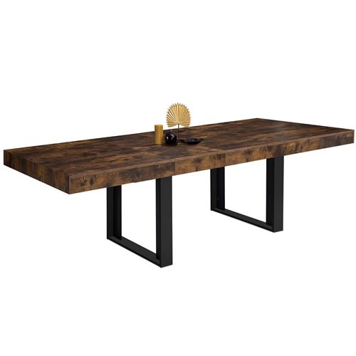 Table à manger extensible rectangle bois et noir
