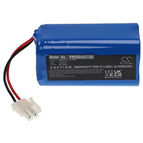 Vhbw - Batterie remplacement pour Ecovacs BL7402A pour robot &eacute;lectrom&eacute;nager (2600mAh, 14,8V, Li-ion)