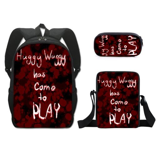 Set de 3 pièces Sacs à Dos Poppy Time Noir/Rouge 008