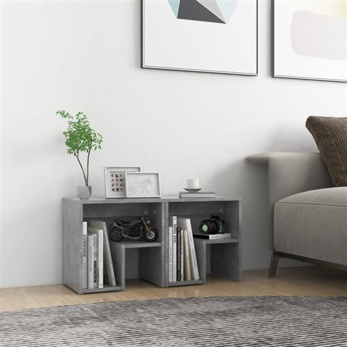 Tables de chevet 2 pcs gris béton 40x30x40 cm bois d ingénierie