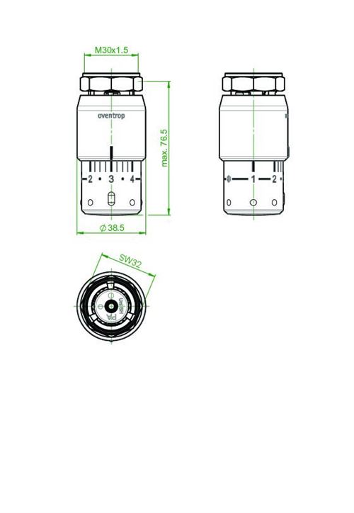 Tête thermostatique Uni sh Oventrop 7-28 °c, 0 1-5 - Bulbe liquide, modèle blanc - 1012066