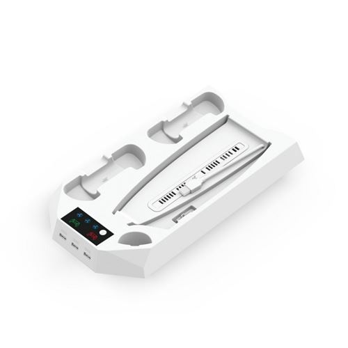 Autre accessoire gaming Pour PS5 DE/UHD 2 en 1 Poignée Console Socle Ventilateur de Refroidissement Blanc