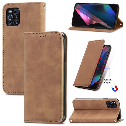 MPFRANCE Housse pour OPPO Find X3 Pro 5G Marron [Velours]