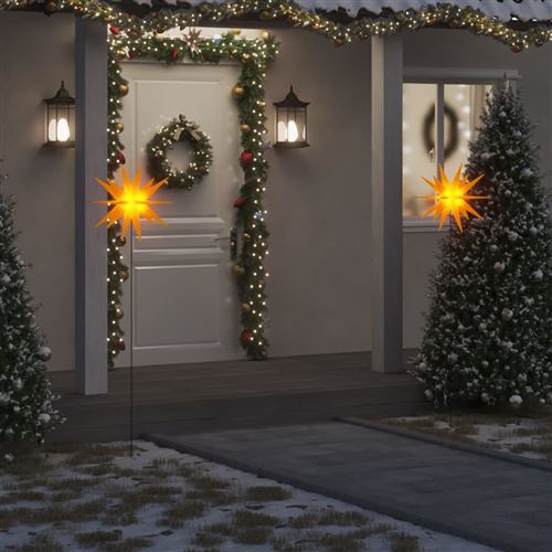 vidaXL Lumières de Noël avec piquets 3 pcs LED pliable jaune 57 cm