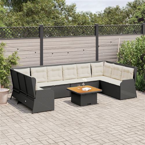 Vidaxl Noir Salon De Jardin 7 Pcs - Résine Tressée - Image 3