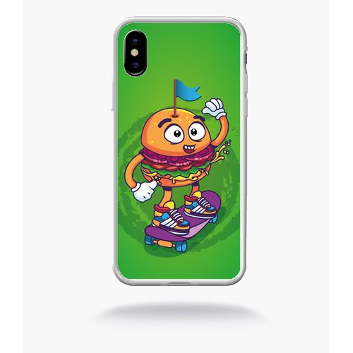 Coque Burger Fond Vert Compatible Apple Iphone 10 Bord Transparent