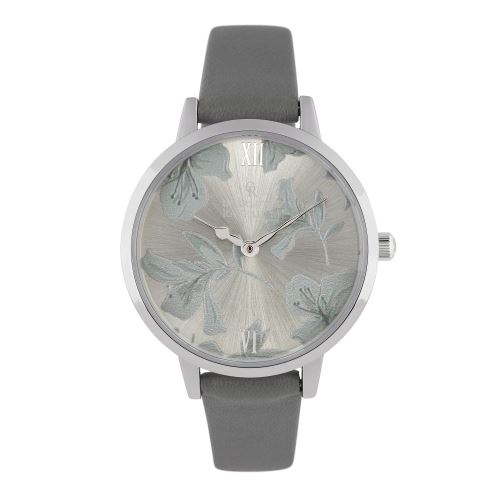 Montre Femme Charlotte Raffaelli à Quartz Cadran Argenté 36mm Et Bracelet Argenté En PU CRS18001