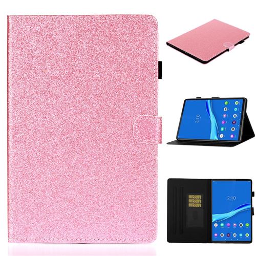 Etui en PU poudre flash avec support rose pour votre Lenovo Tab Tab M10 TB-X605F/M10 Plus TB-X606F