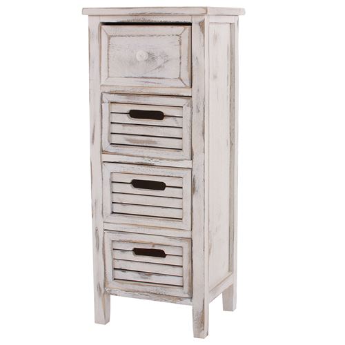 Générique Blanc Commode / Table D'appoint / Armoire, 4 Tiroirs, 30X25x74cm, Shabby, Vintage, - Image 1