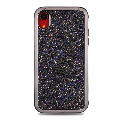 Coque en TPU hybride paillettes pailleté gel noir pour votre Apple iPhone XR 6.1 pouces
