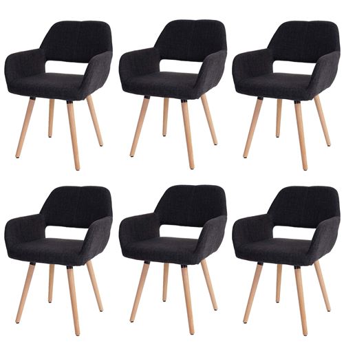 Mendler - Lot de 6 chaises de salle à manger HWC-A50 II - Style Années 1950 - Gris - Image 3