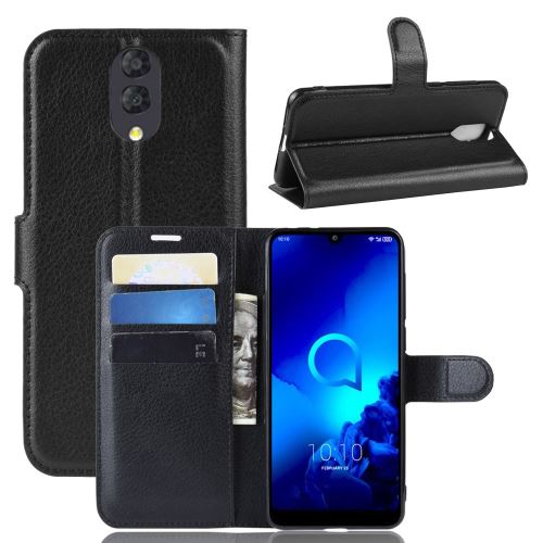 Etui en PU noir avec support pour votre Alcatel 3L (2019)