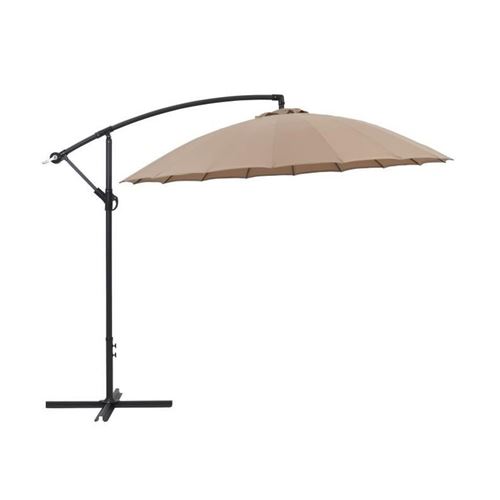 Parasol déporté type Shanghai - diametre 3m - strucutre aluminium avec polyester 220gr - Taupe - HYOTY