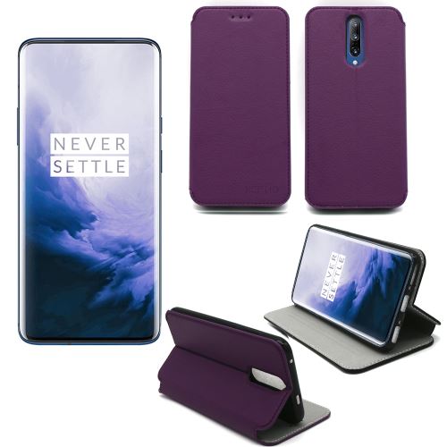 Housse One Plus 7T PRO violette - Etui violet Coque OnePlus 7T PRO Protection antichoc à rabat Smartphone 2019 - Accessoires Pochette Case XEPTIO