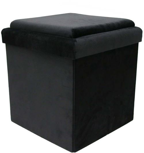 The Home Deco Factory - Coffre rangement pouf réversible table basse en velours 38 cm