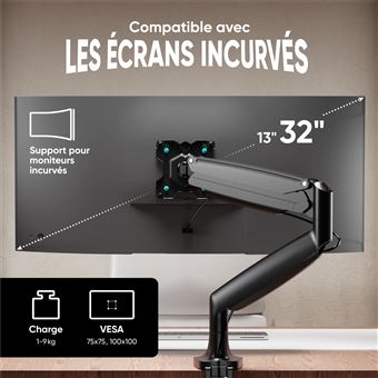Bras Double Écran ONKRON G160-W - Support 2 Écrans 13-32", Blanc, VESA 75/100