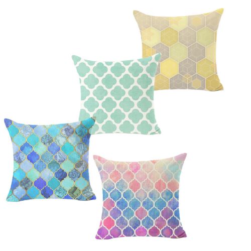 4PCS taie d'oreiller géométrique décorative 45CM de couverture de coussin colorée 14#