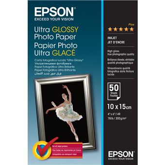 Epson Ultra Glossy Photo Paper - Brillant - 100 x 150 mm 50 feuille(s) papier photo - pour EcoTank ET-1810, 2810, 2811, 2814, 2815, 2820, 2825, 2826, 2850, 2851, 2856, 4800, 4850 - 1