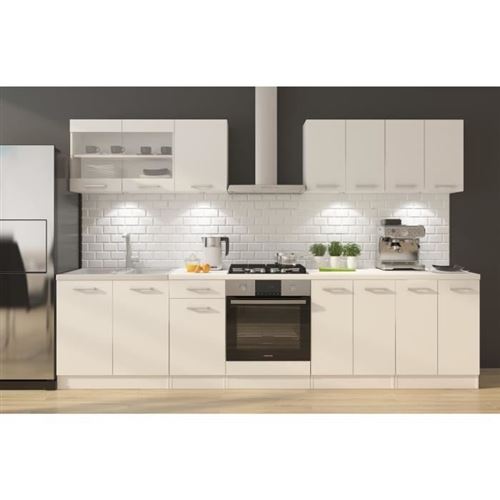 ULTRA Cuisine complete avec meuble four et plan de travail inclus L 300 cm - Blanc mat