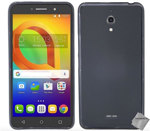 Housse etui coque pochette silicone gel fine pour Alcatel A2 XL avec film ecran - GRIS