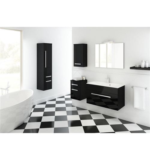 Meuble de salle de bain OLEX noir 60cm - Colonne : avec colonne