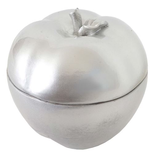 Figure de décoration pomme 21cm, polyresin boîte de bijoux argent