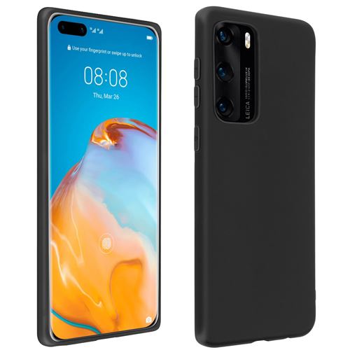 Avizar Coque pour Huawei P40 Silicone Gel Flexible Ultra-fine et Légère Noir