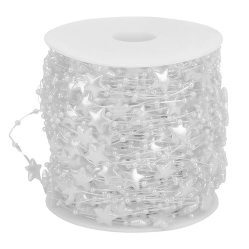 Chaîne de perles 60m à cinq branches étoiles Noël décor arbre - Blanc