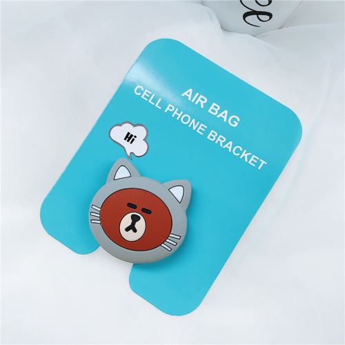 Support de téléphone mignon de bande dessinée universelle Chat gris clair en silicone