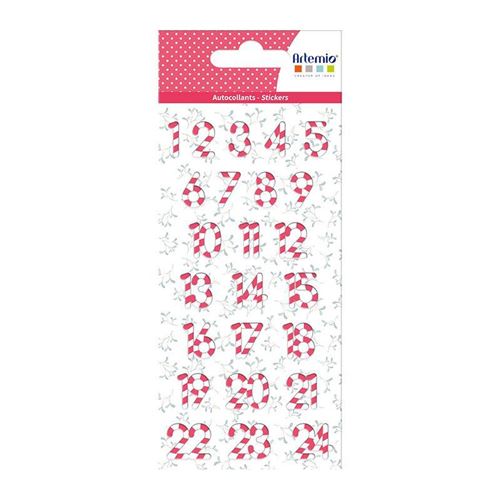 Autocollants Puffies 3D Calendrier de l'Avent Sucre d'orge - Artemio