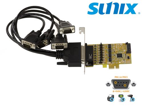 Carte PCIe - 4 Ports COM RS232 - Avec alimentation Gamme Industrielle CHIPSET SUNIX SUN2410