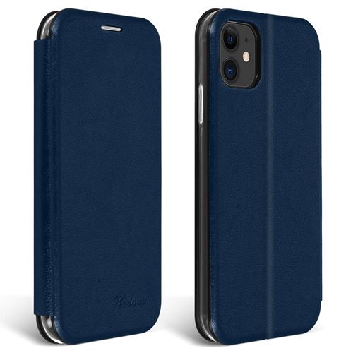 Étui pour iPhone 11 Cuir Texturé Clapet Porte-carte Support Vidéo Bleu